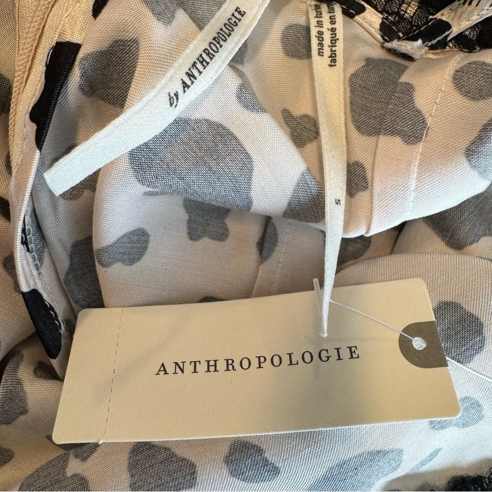 Anthropologie V-Neck Open-Back Slip Midi Dress NWT in Black & White Small - Picture 13 of 15